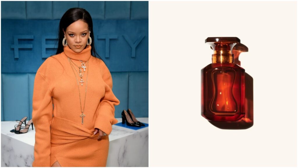 Rihanna's sold-out Fenty Beauty perfume is back in stock. (Dimitrios Kambouris/Getty Images & Fenty Beauty)