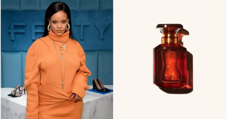 Rihanna's sold-out Fenty Beauty perfume is back in stock. (Dimitrios Kambouris/Getty Images & Fenty Beauty)