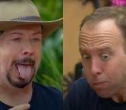 Side-by-side screenshots of Boy George and Matt Hancock making disgusted faces