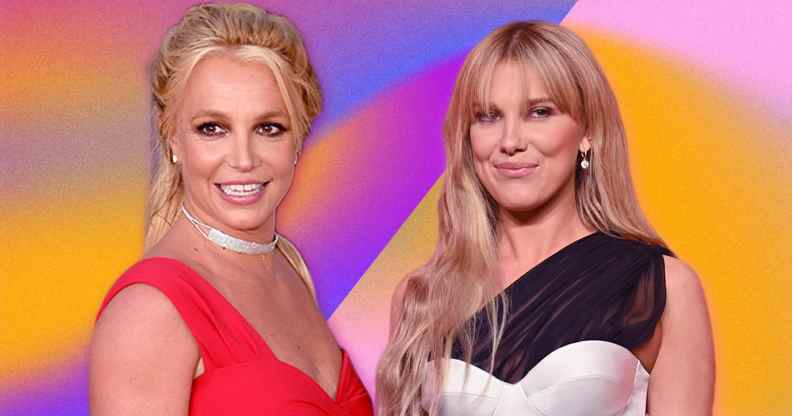 Britney Spears (L) Millie Bobby Brown (R). (Getty)