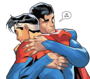 Superman embraces his son after a heartfelt discussion about his sexuality.