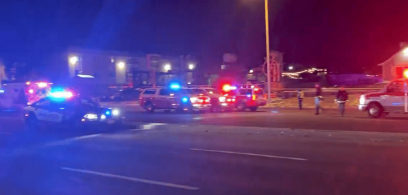 A screenshot of the police outside Club Q in Colorado Springs.