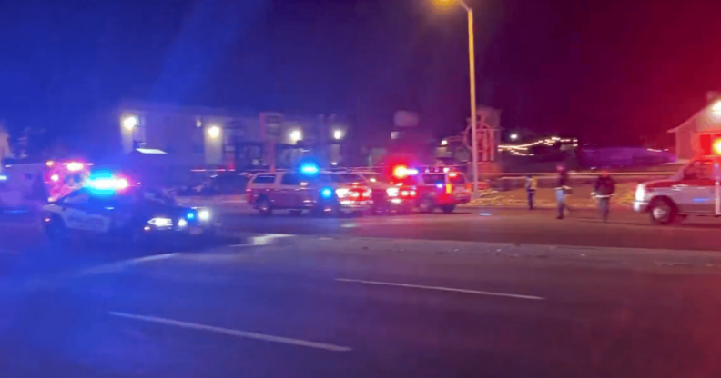 A screenshot of the police outside Club Q in Colorado Springs.