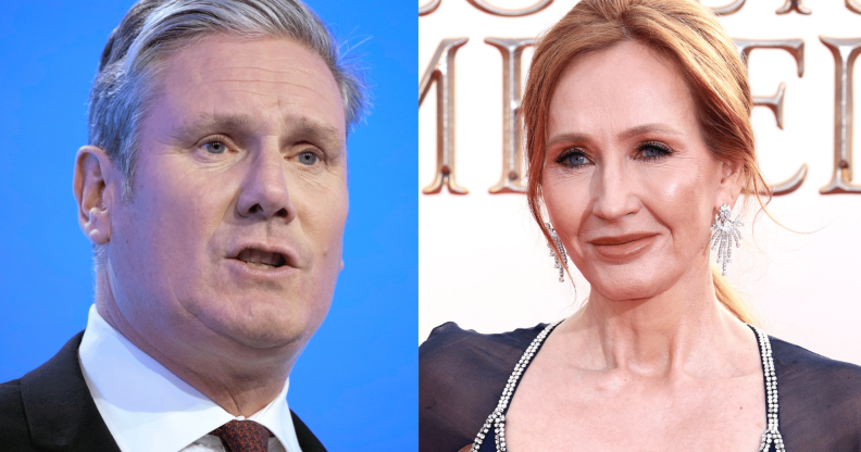 Side by side images of Labour Party leader Keir Starmer and Harry Potter author JK Rowling