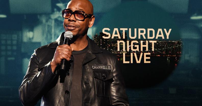 Dave Chappelle and the words Saturday Night LIve