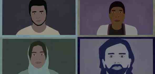 An illustrated image of the four gay Afghans that feature in documentary Gay Under the Taliban.