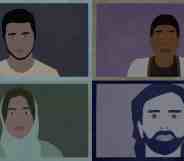 An illustrated image of the four gay Afghans that feature in documentary Gay Under the Taliban.