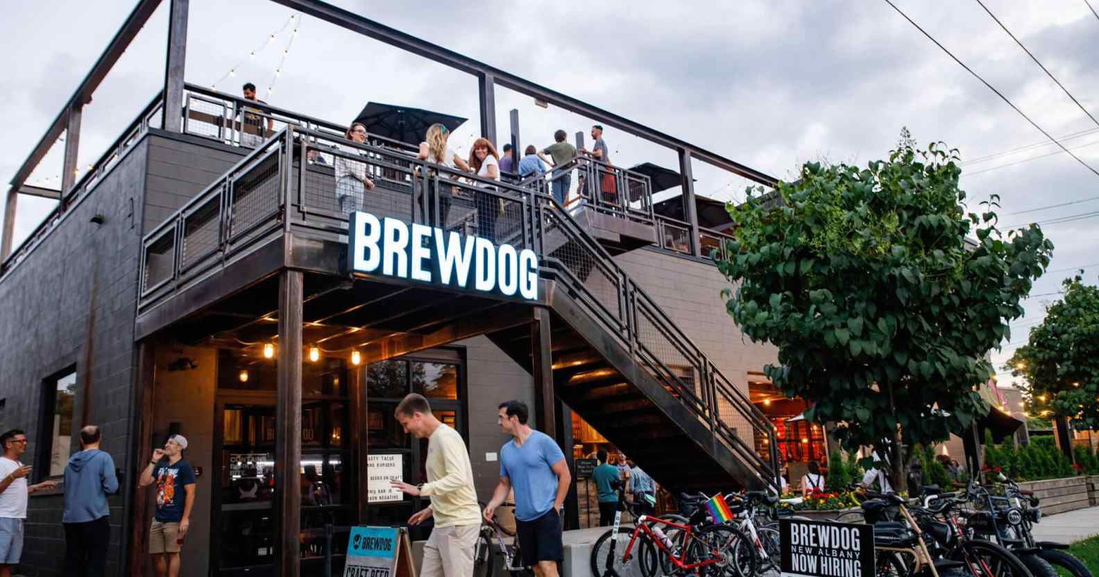 A photo of people enjoying drinks at BrewDog, a brewery and pub chain