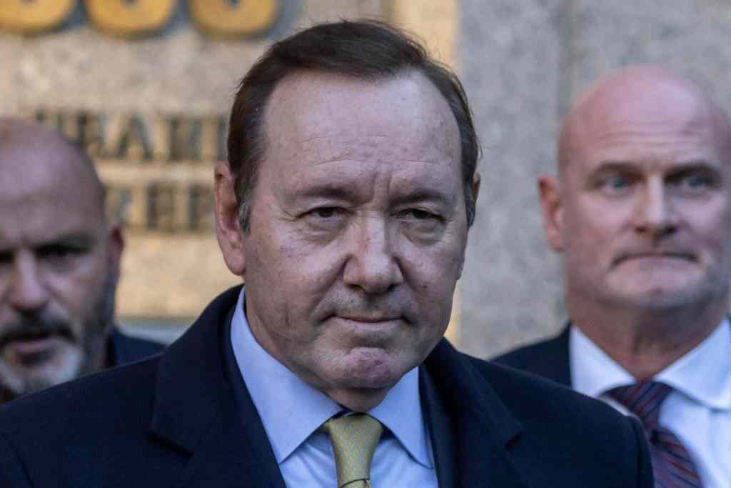 US actor Kevin Spacey is photographed as he leaves leaves a federal courthouse in New York
