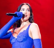 Dua Lipa performs on stage in Melbourne