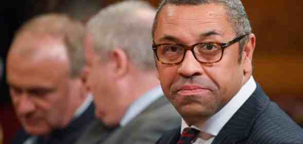 British Secretary of State for Foreign, Commonwealth and Development Affairs James Cleverly looks on during a state visit of South African President Cyril Ramaphosa at the Houses of Parliament.