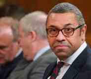 British Secretary of State for Foreign, Commonwealth and Development Affairs James Cleverly looks on during a state visit of South African President Cyril Ramaphosa at the Houses of Parliament.
