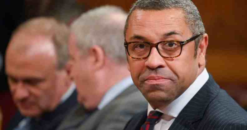 British Secretary of State for Foreign, Commonwealth and Development Affairs James Cleverly looks on during a state visit of South African President Cyril Ramaphosa at the Houses of Parliament.