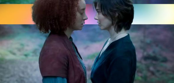 Actors Erin Kellyman as Jade (L) and Ruby Cruz as Kit stand close to each other in a scene from new Disney+ series Willow. (Disney:Lucasfilms)
