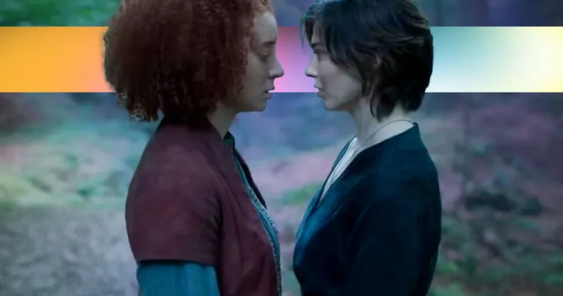 Actors Erin Kellyman as Jade (L) and Ruby Cruz as Kit stand close to each other in a scene from new Disney+ series Willow. (Disney:Lucasfilms)
