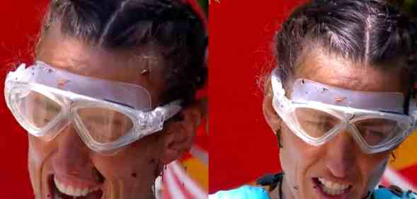 Jill Scott battles a cockroach. (ITV/I'm A Celeb)