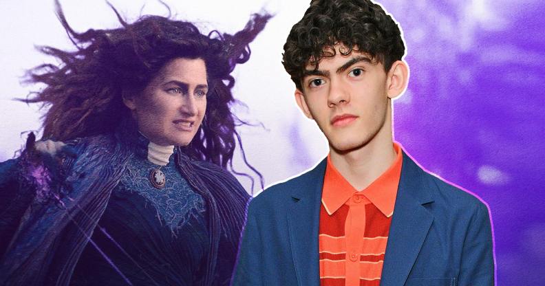A composite image of Kathryn Hahn as Marvel's Agatha Harkness and Heartstopper star Joe Locke