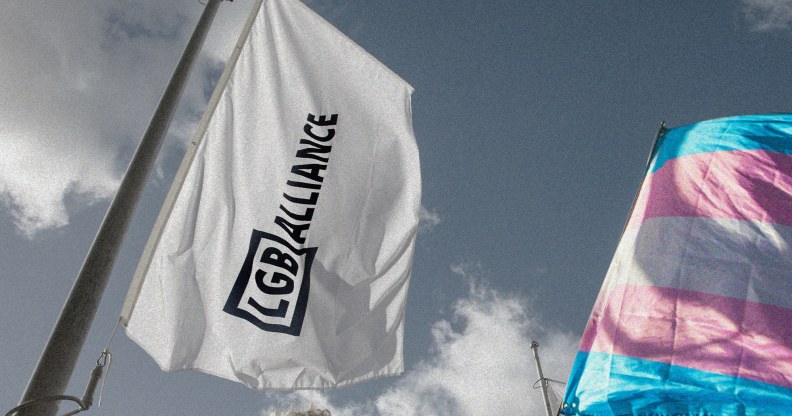 A white flag with LGB Alliance in black text