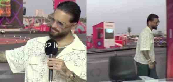 Maluma storms our of interview about human rights abuses at Qatar World Cup. (KEN/BBC)