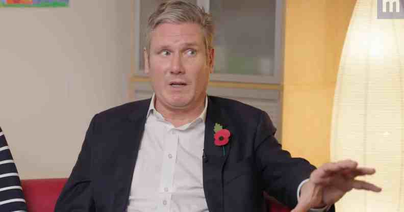 A screenshot of Keir Starmer speaking during an interview with Mumsnet founder Justine Roberts