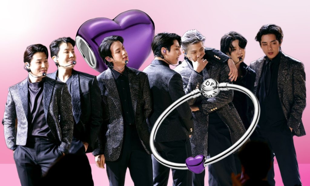 BTS fans are all getting this purple heart charm in support of the band. (Matt Winkelmeyer/Getty Images)