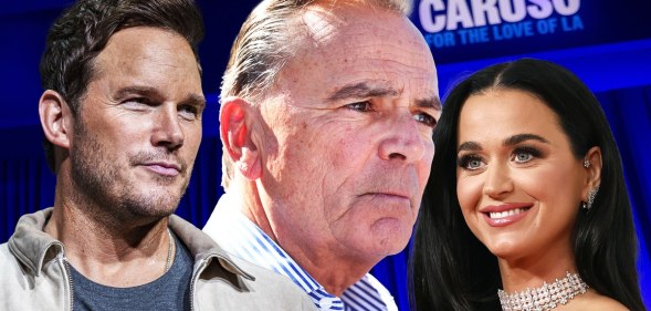 Chris Pratt, Rick Caruso and Katy Perry