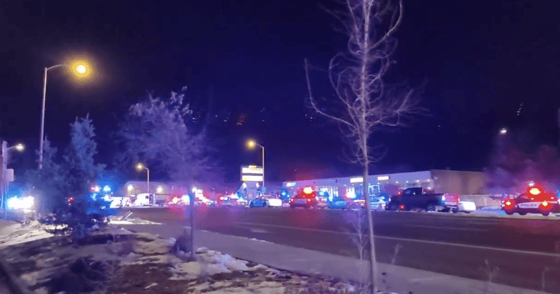 Emergency services arrive at the scene after a mass shooting at a gay bar in Colorado Springs