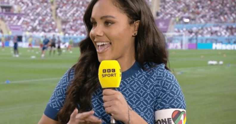 BBC football presenter Alex Scott wears LGBTQ+ armband after teams' shameful U-turn