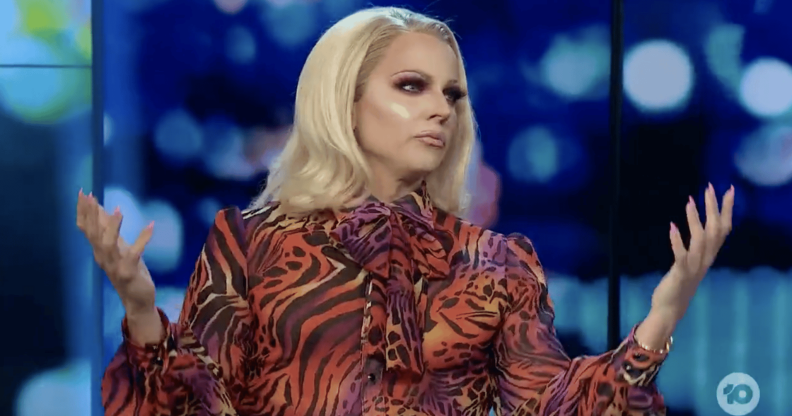 A screengrab from Australian chat show The Project showing drag queen Courtney Act