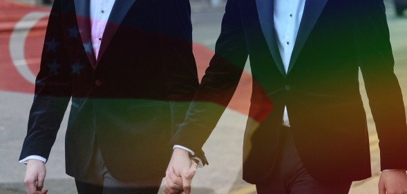 A couple holding hands