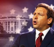 Ron DeSantis with the White House inserted into the background