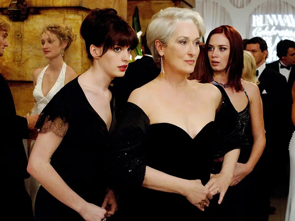 Emily Blunt, Anne Hathaway and Meryl Streep in Devil Wears Prada.