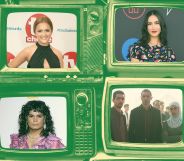 TV sets with images of the four people interviewed in this piece
