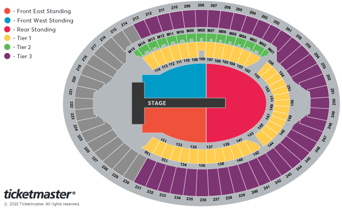 The London Stadium seating plan for The Weeknd's headline show. (Ticketmaster)