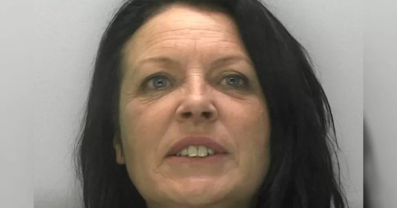 A police photo of Karen Waldron with medium-length dark hair
