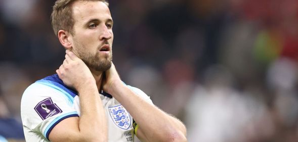 Harry Kane grabs the back of his neck after missing a penalty kick in the England v France game on Friday.