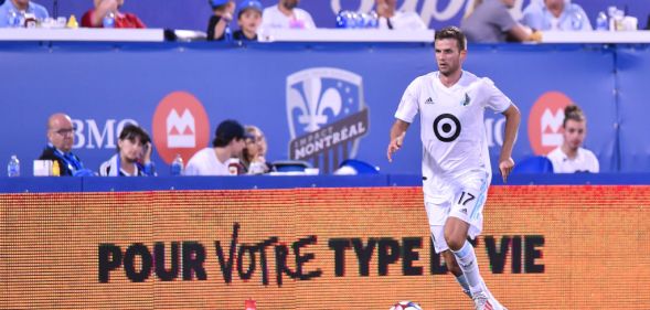 Collin Martin of Minnesota United FC runs the ball against the Montreal Impact during the MLS game at Saputo Stadium on July 6, 2019.