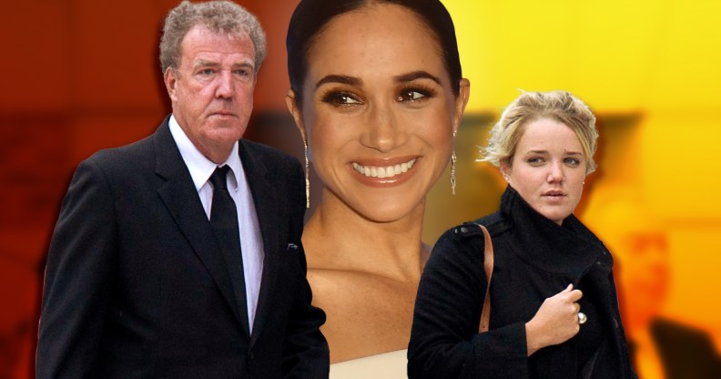 Jeremy Clarkson pictured in a mock-up graphic with Meghan, the Duchess of Sussex, and his daughter Emily Clarkson