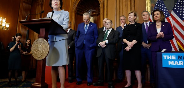 Sen. Susan Collins (R-ME) speaks at a bill enrollment ceremony for the Respect for Marriage Act at the U.S. Capitol Building