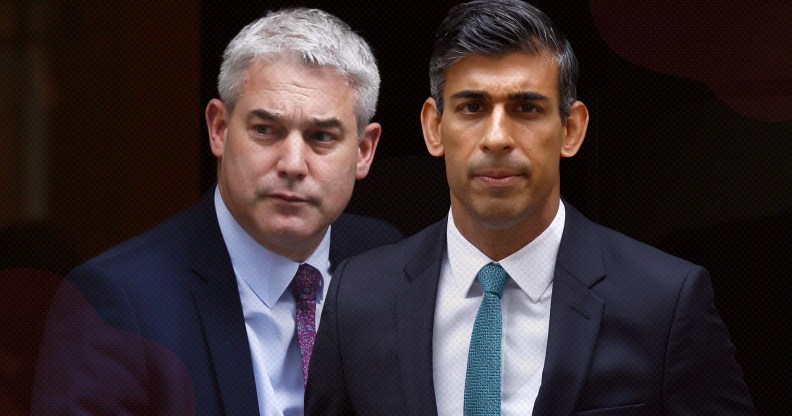 Health secretary Steve Barclay pictured on the left with prime minister Rishi Sunak on the right. Both are pictured against an edited black background.