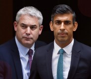 Health secretary Steve Barclay pictured on the left with prime minister Rishi Sunak on the right. Both are pictured against an edited black background.
