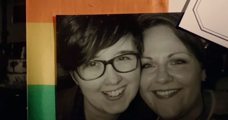 Lyra McKee and her partner Sara Canning pictured posing for a photograph together in a still image from the documentary Lyra.