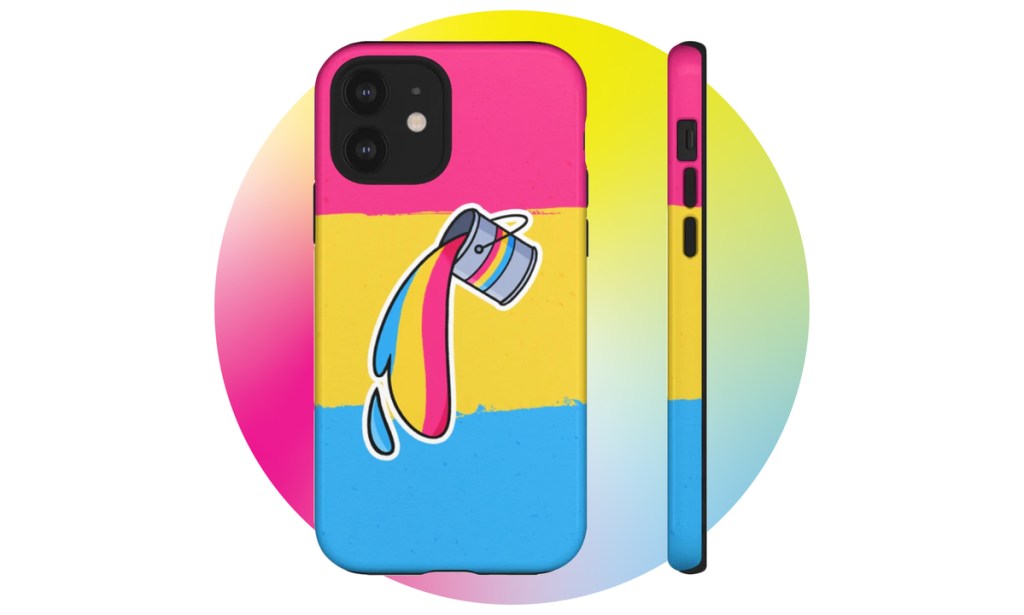 A phone case with a pansexual flag design.