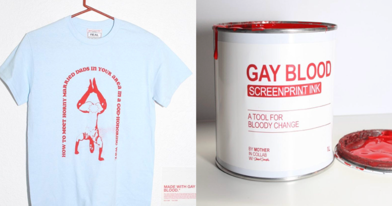 T-shirt made from special ink infused with gay men's blood