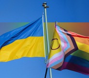 The Ukraine and Pride flags