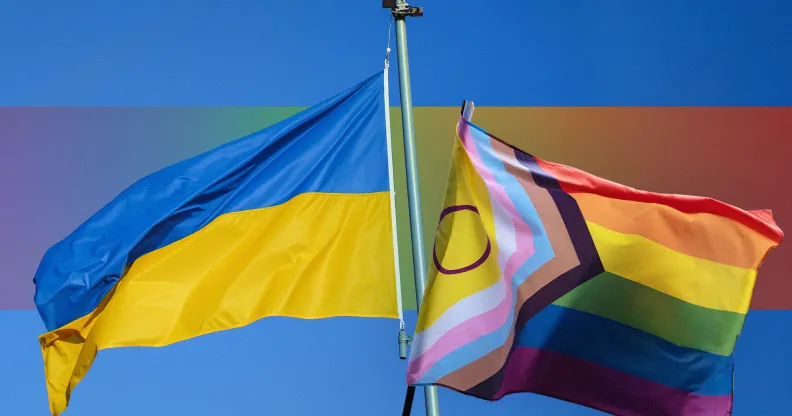 The Ukraine and Pride flags