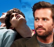 Call Me By Your Name movie poster and a close up image of actor Armie Hammer