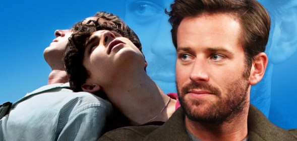 Call Me By Your Name movie poster and a close up image of actor Armie Hammer
