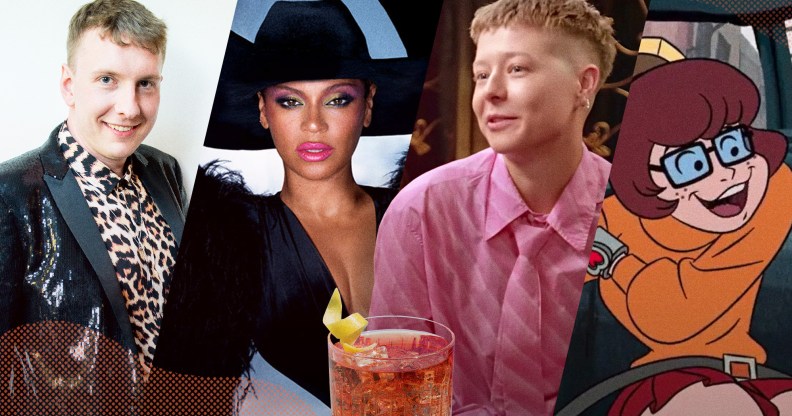 Collage of Joe Lycett, Beyonce, Emma D'Arcy and Velma