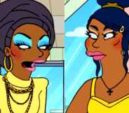 Bob the Drag Queen and Monet X Change as Simpsons characters
